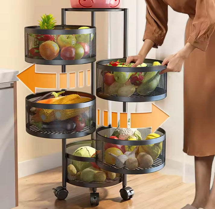 Metal Large Capacity Rotating Round Trolley with Wheels