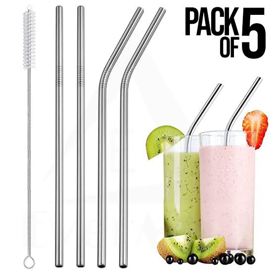 5 Pcs Stainless Steel Straw