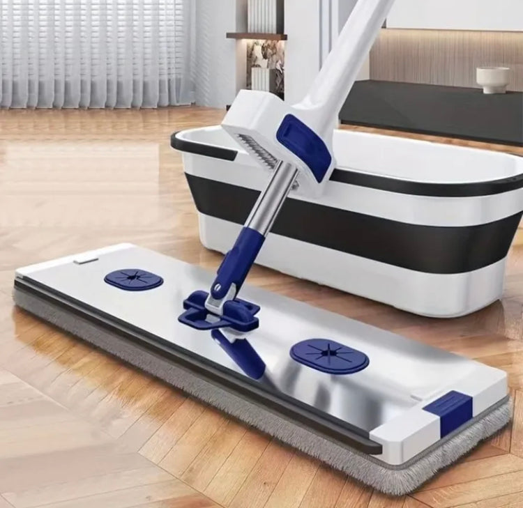 Flat Squeezing Mop with Foldable Bucket (Heavy Quality)
