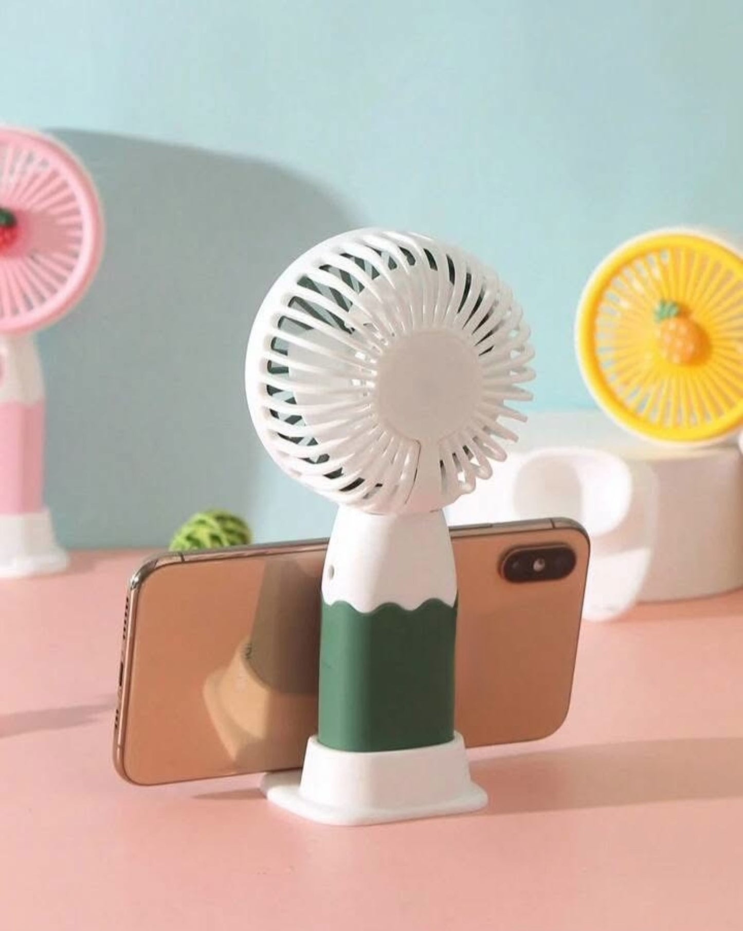 Rechargeable Mini Handheld Cute Fruit Fan with Phone Holder