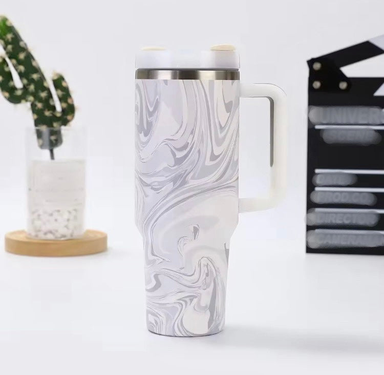 40oz Stainless Steel Marble Pattern Tumbler Mug
