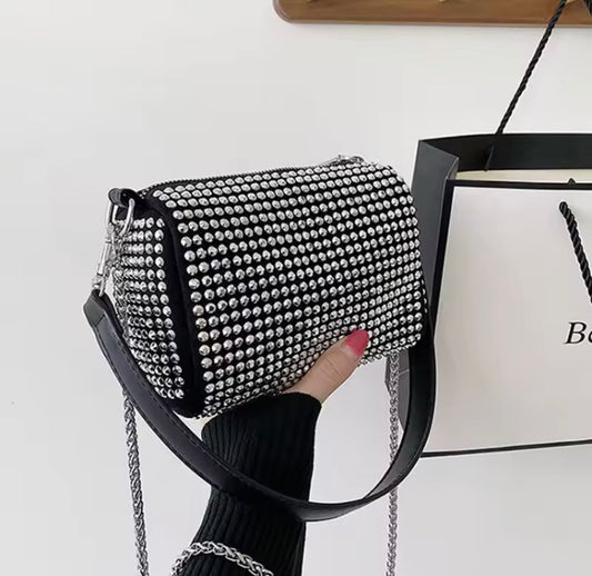 Luxury PU Leather Rhinestone Diamond Shoulder Bag
