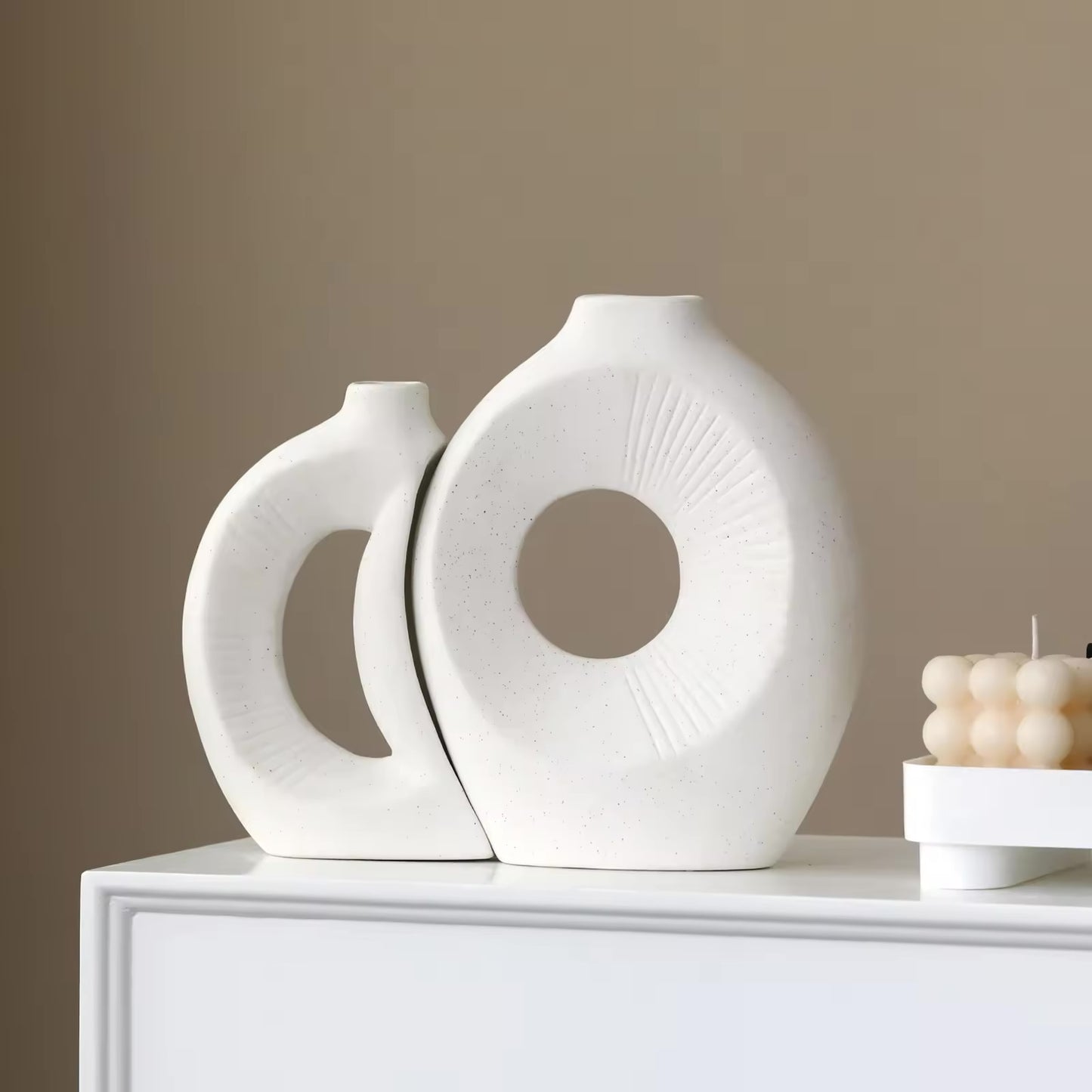 2/Pcs Set Sun & Moon Ceramic Flower Vase for Home Decor