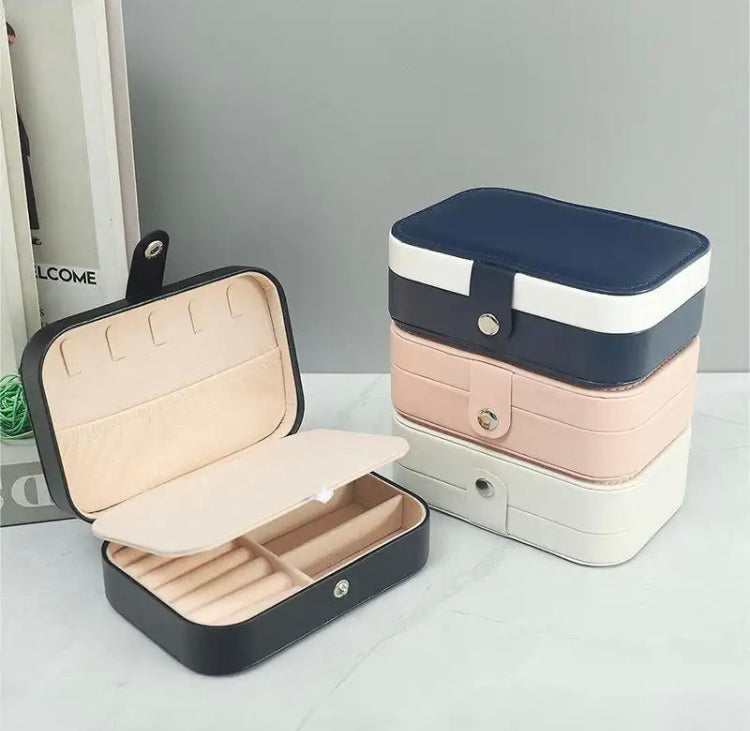 Double Layer Portable Leather Jewellery Organizer