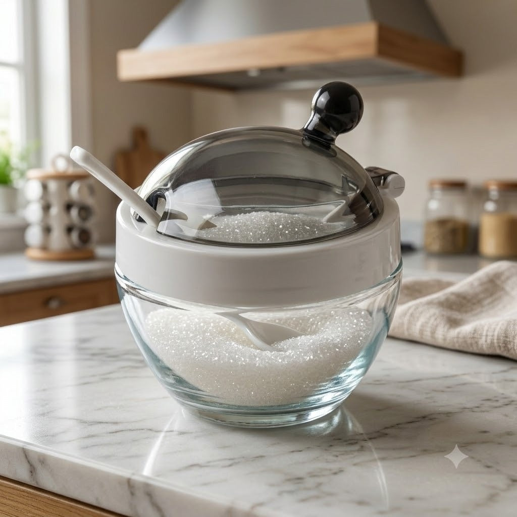 Fancy Glass Sugar Pot