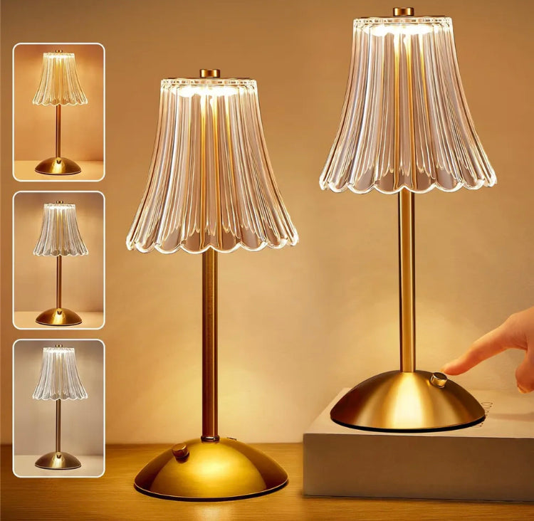 Metal LED Touch Diamond Table Lamp Rechargeable with 3 Lightening Modes