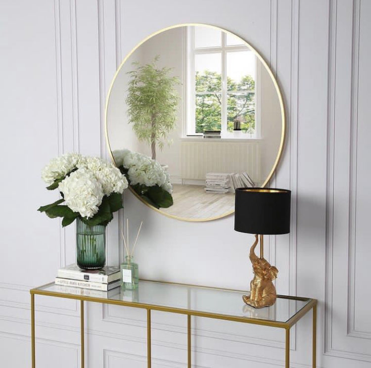 Round Mirror Gold for Wall Decoration (12 by 12 inches)