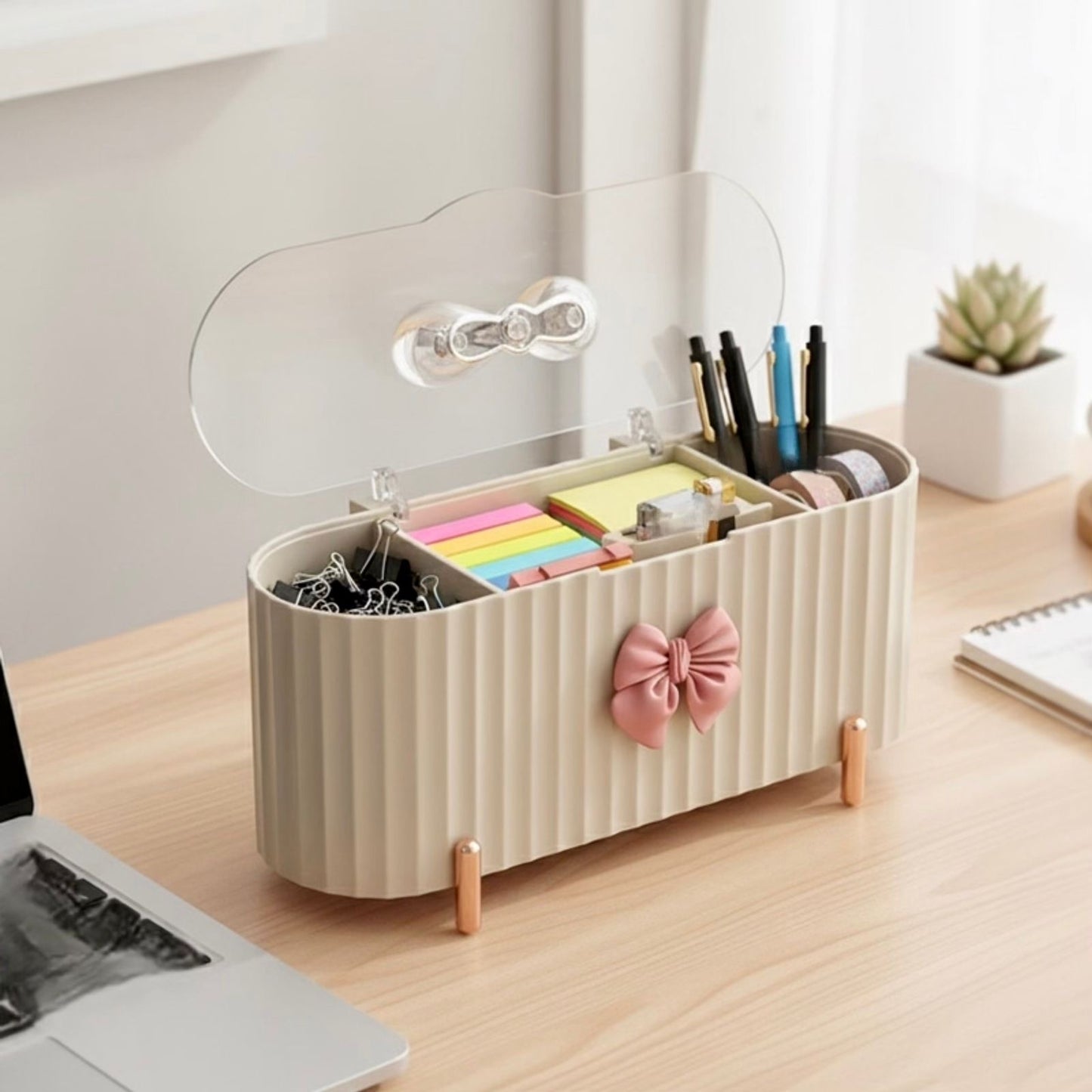 Adorable Bow 3 Compartments Makeup Organizer