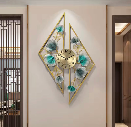 Luxury Leaf Metal Wall Hanging Clock