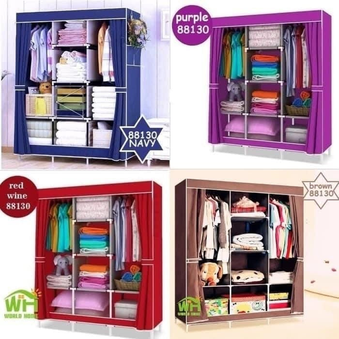 Large Capacity Non Wooven Wardrobe Foldable Portable Wardrobe with Partitions Cupboard.