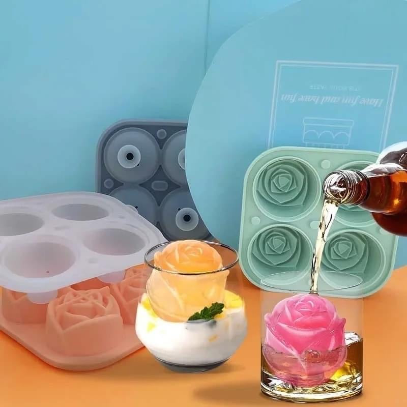 3D Rose Silicone Ice mould with Lid