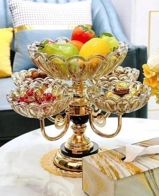 Luxury Style Double Layer Rotating Fruits Stand