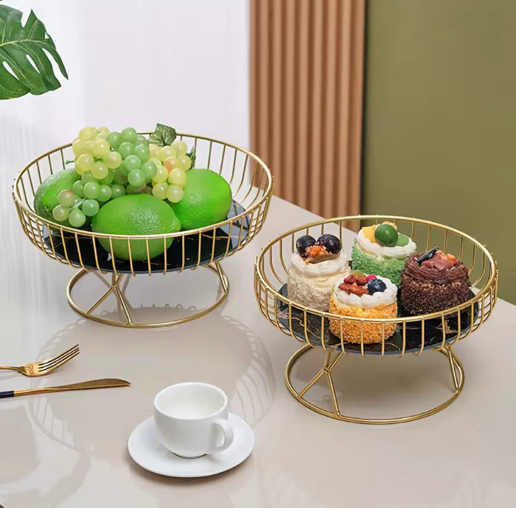 Luxury Round Geometric Pattern Fruit Basket