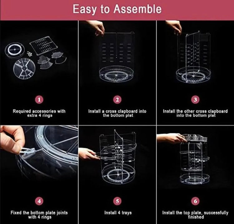 360 Rotating Acrylic Cosmetics Makeup Organizer (Box Packaging)