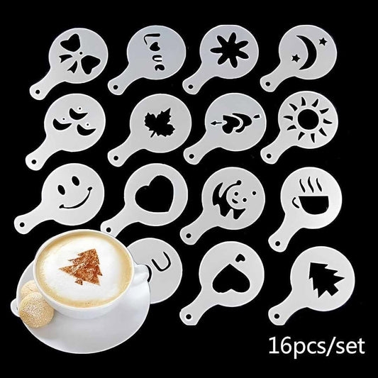 16 pcs coffee Design Stencils