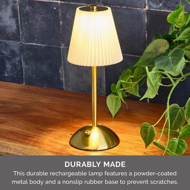 Metal Base Pleated Desk Touch Lamp with Three Modes of Light