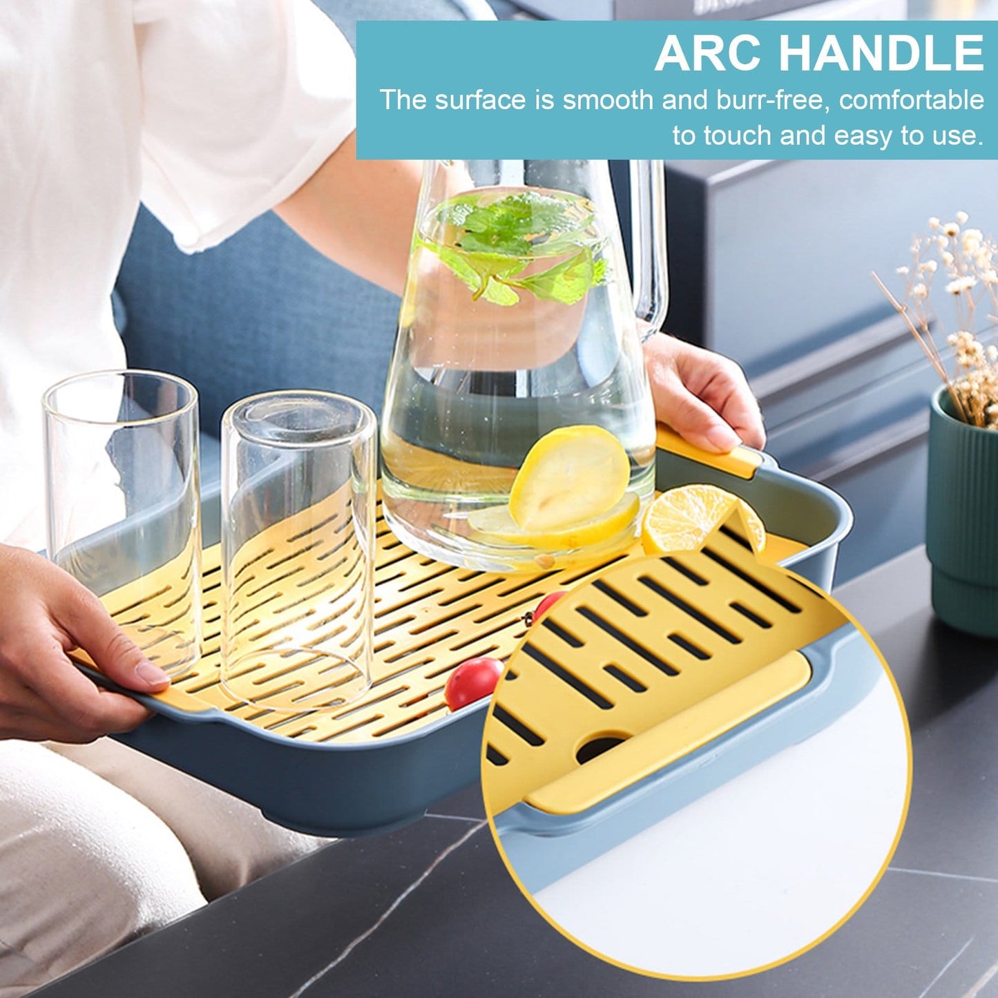 2 in 1 Double Layer Serving Tray & Drainage Tray for Spoons Glass & Mugs