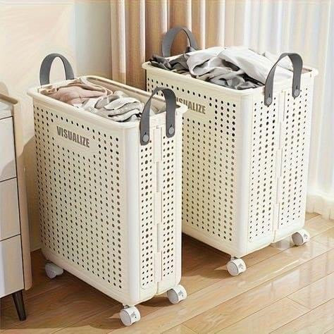 Collapsible Laundry Basket with Handle & Wheels