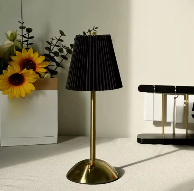 Metal Base Pleated Desk Touch Lamp with Three Modes of Light