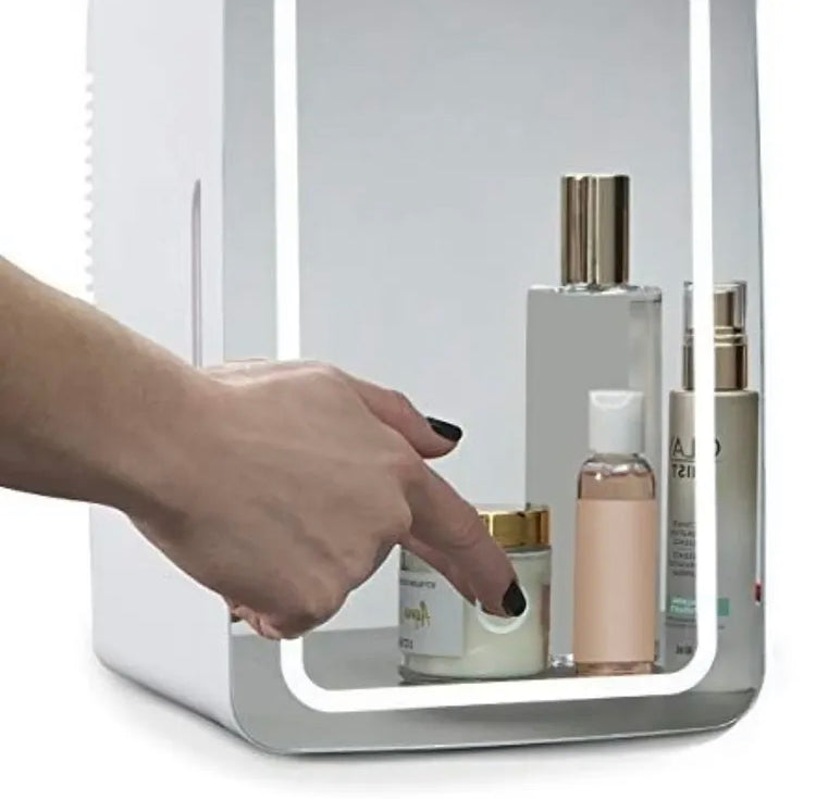 Mini Makeup Fridge Ac/Dc Cooler & Warmer for Beauty & Skincare with Led Mirror