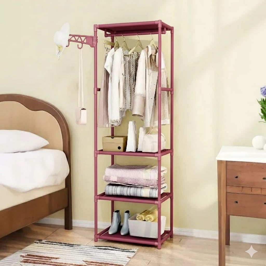 Multi Coat Stand with Shoes Rack and 3-Tier Storage Shelf