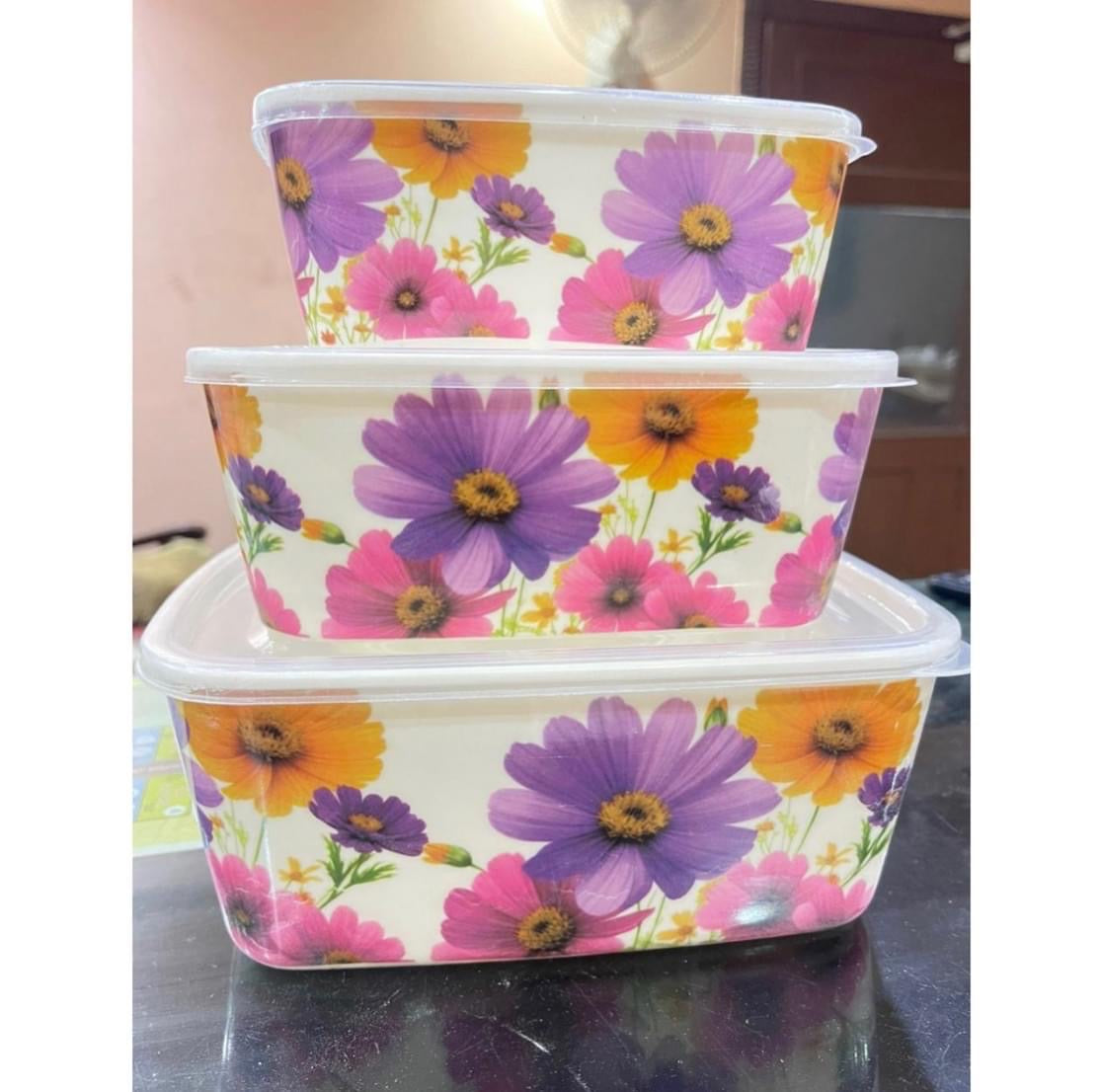 3 Pcs Melamine Bowl Set with Lids Storage Boxes