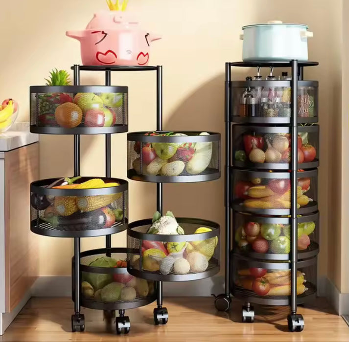 Metal Large Capacity Rotating Round Trolley with Wheels