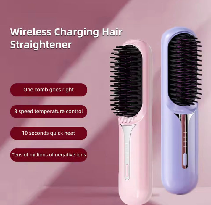 Rechargeable Wireless Hair Straightening Brush