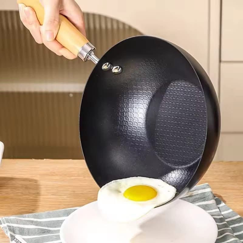 Non-Stick Wok Pan with Wooden Handle