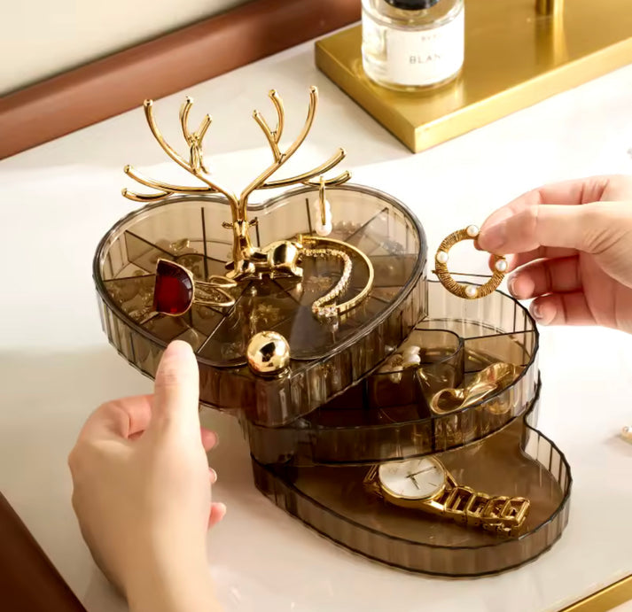 3 Layer Heart Shape Acrylic Jewellery Organizer