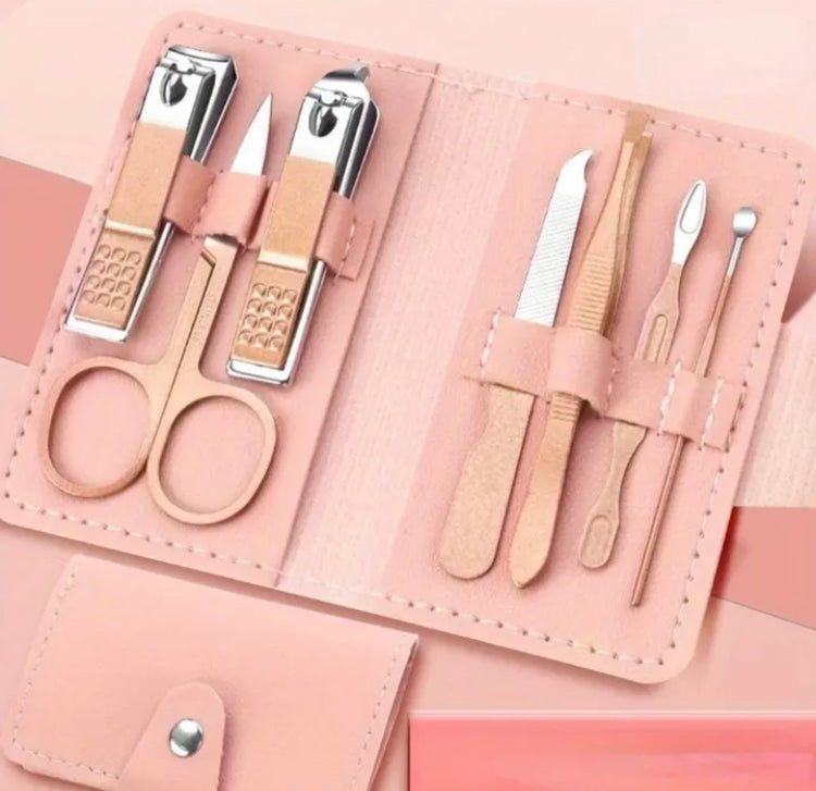 Portable Nail Kit with Leather Pouch