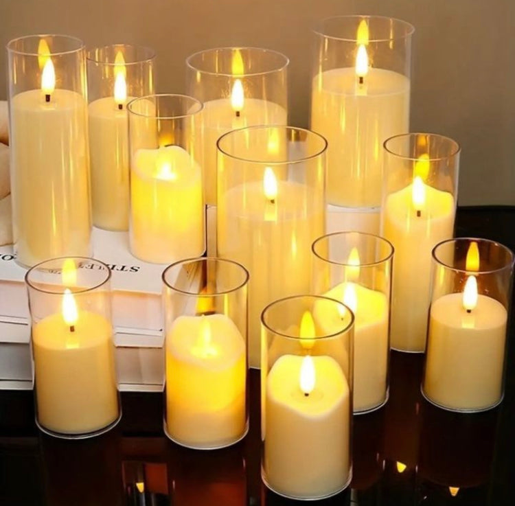 Led Burning Candle with Glass