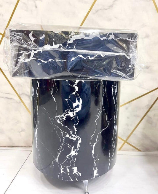 Black & White Marble Dustbin & Tissue Box