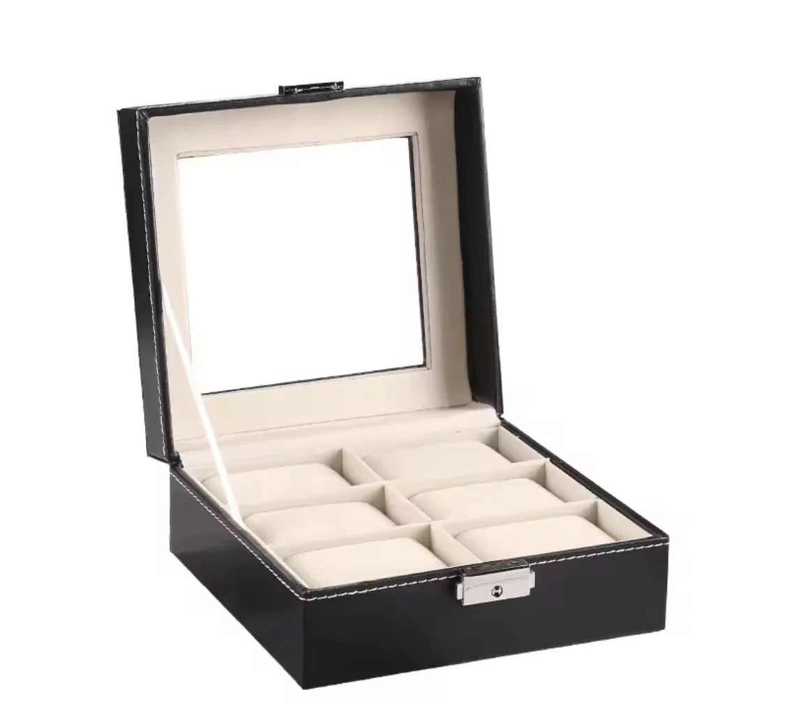 6 Grids Leather Watch Box Organizer