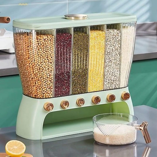 Six Compartments 12kg Cereal Food Dispenser