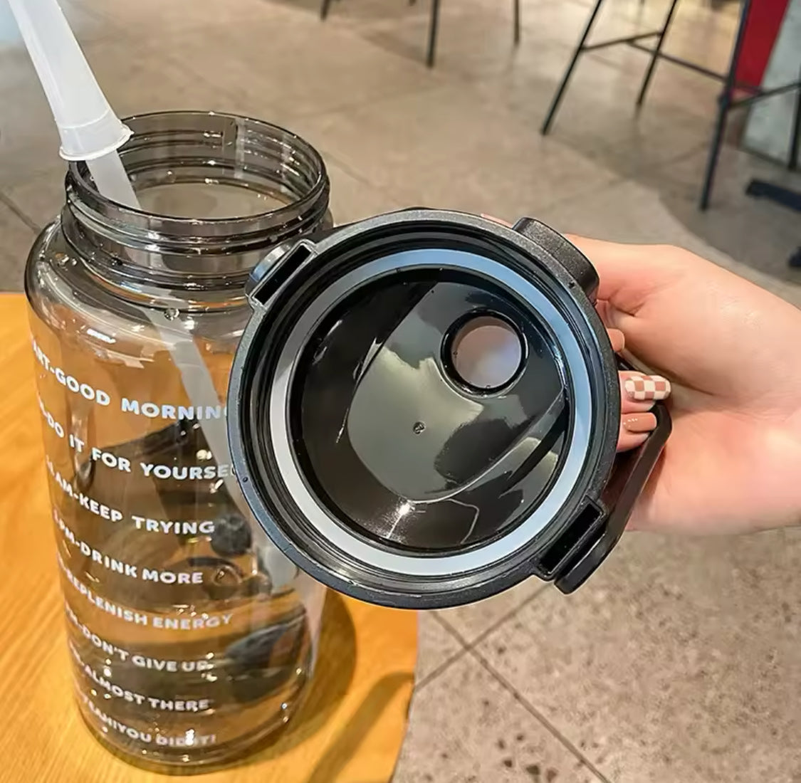 3 Pcs Motivational Transparent Water Bottle Set with Straw & Stickers