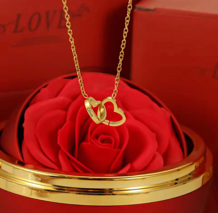 Surprise Preserved Eternal Rose Rotating Gift Jewellery Box