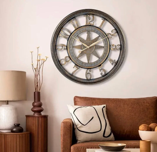 18" Large Vintage 3D Digital Silent Wall Hanging clock