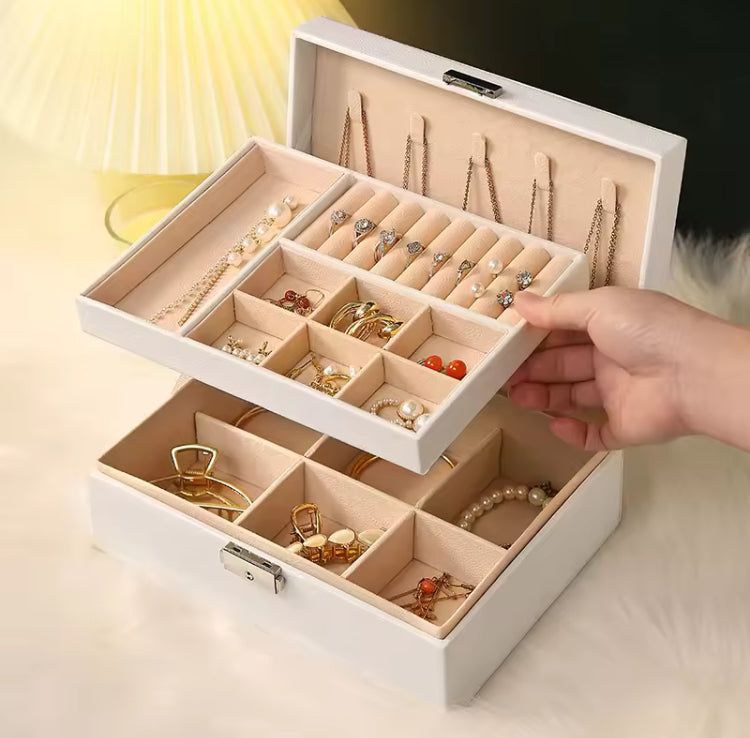 Double Layer Leather Large Capacity Jewellery Box