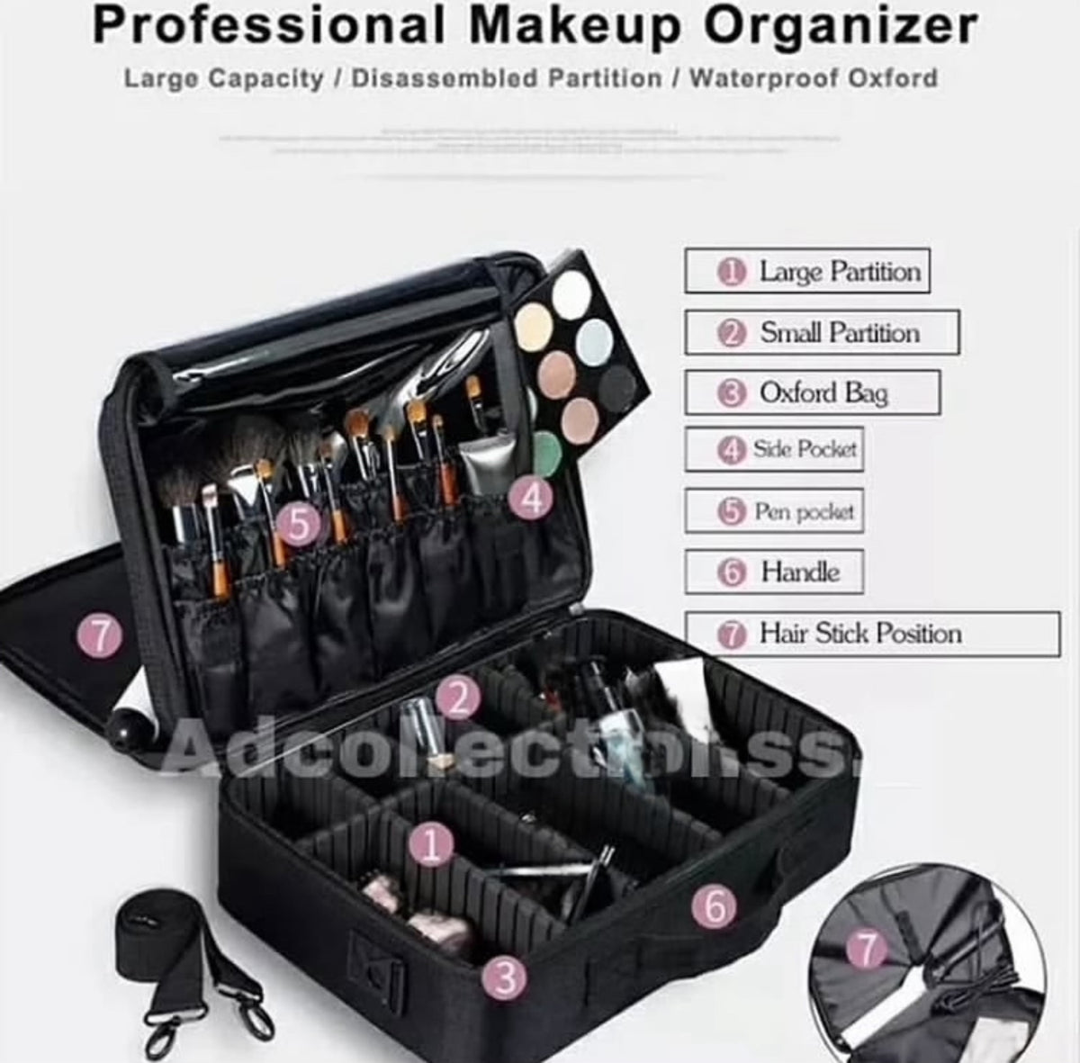 Professional Three Layer Large Capacity Leather Makeup Vanity Bag