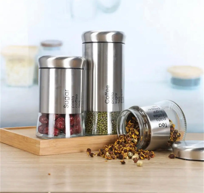 3 Pcs Glassware Spice Jars Set (400ml,600ml,800ml)