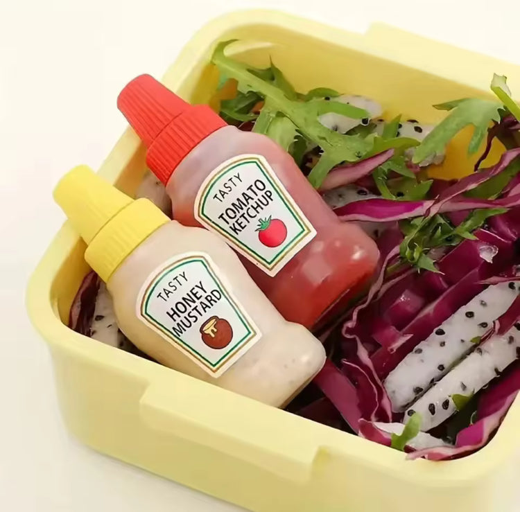 2 Pcs Mini Ketchup Sauce Bottle for Kids Lunch Boxes