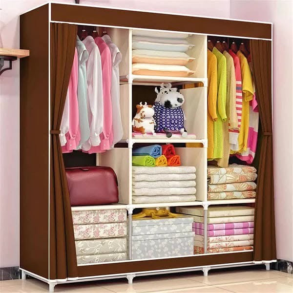 Large Capacity Non Wooven Wardrobe Foldable Portable Wardrobe with Partitions Cupboard.