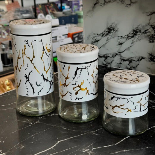 3 Pcs Glassware Spice Jars Set (400ml,600ml,800ml)