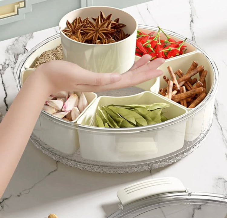 Rotating 6 Compartments Foodgrade Snack Storage Box