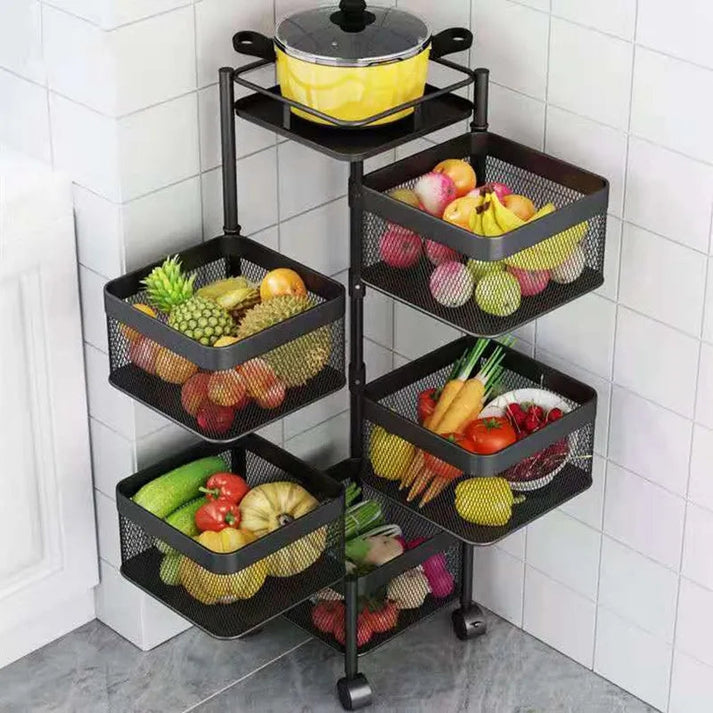 Metal Large Capacity Rotating Square Trolley with Wheels