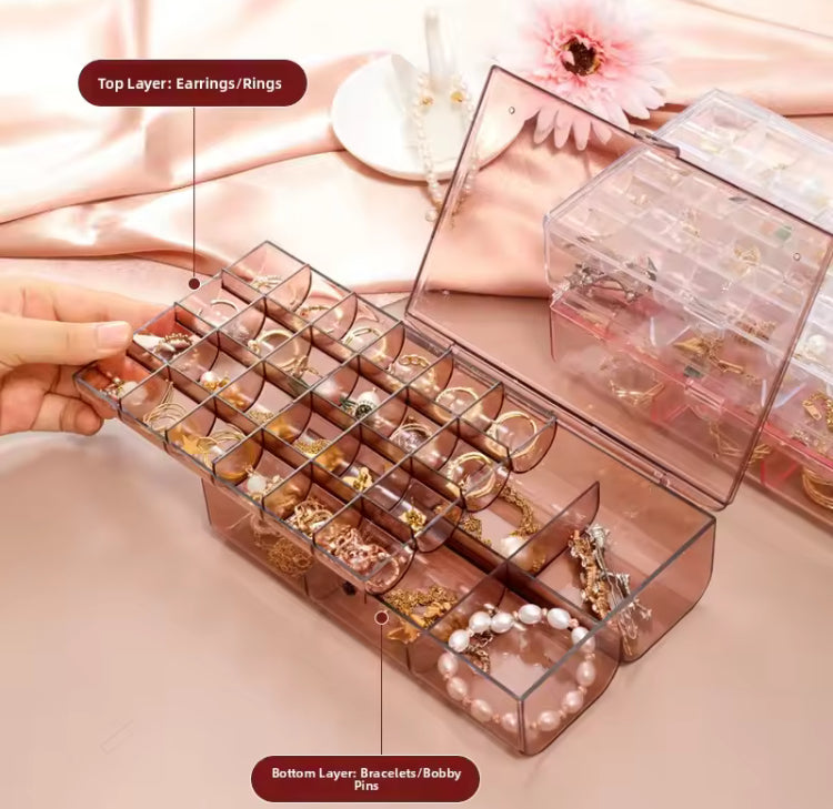 Multi Layer Acrylic Dustproof Jewellery Box Organizer