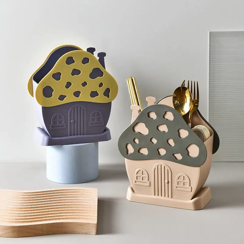 Mushroom Cutlery Drain Holder Cutlery Organizer Shelf Knife Spoon Fork Fork Storage Rack