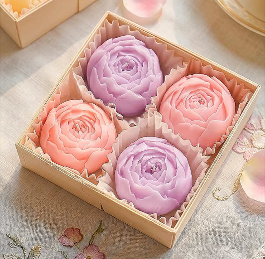 4 Pcs Flower Rose Scented Candles Gift Box