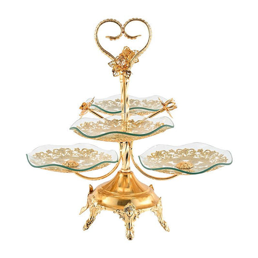 4 Layer Luxury Glass Dry Fruits Desserts Stand